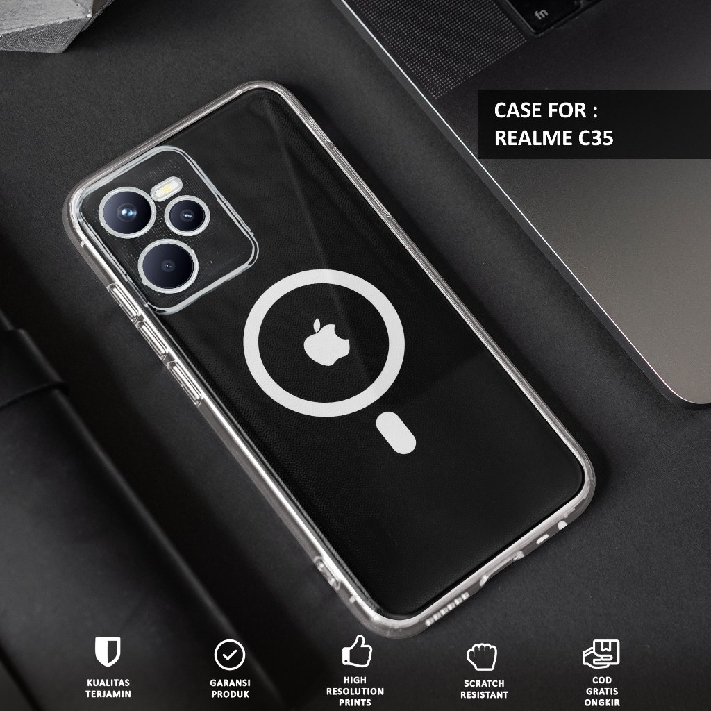 Case REALME C35 - Casing REALME C35 Motif MAGSAFE - Softcase Premium Fourside - Bening Transparant -