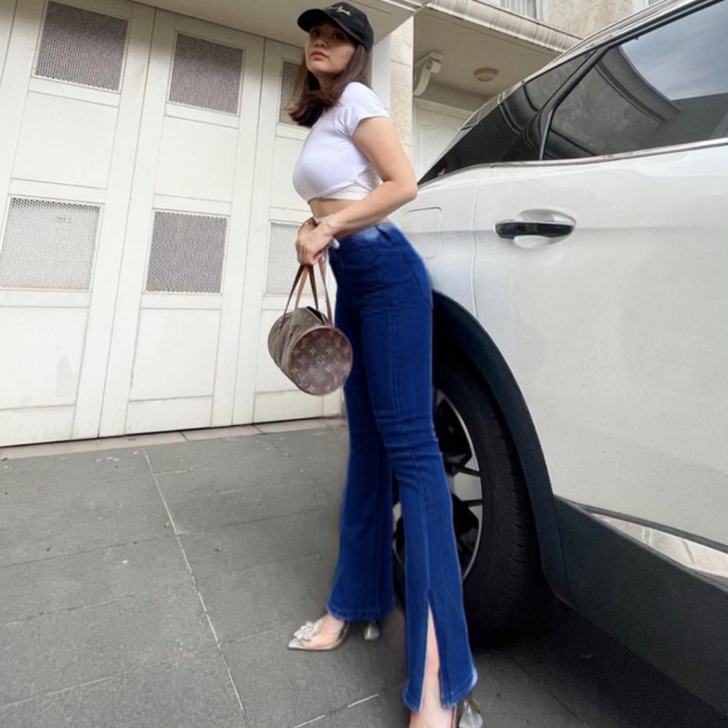 original highwaist cutbray celana jeans wanita cutbray belah samping celana jeans kekinian
