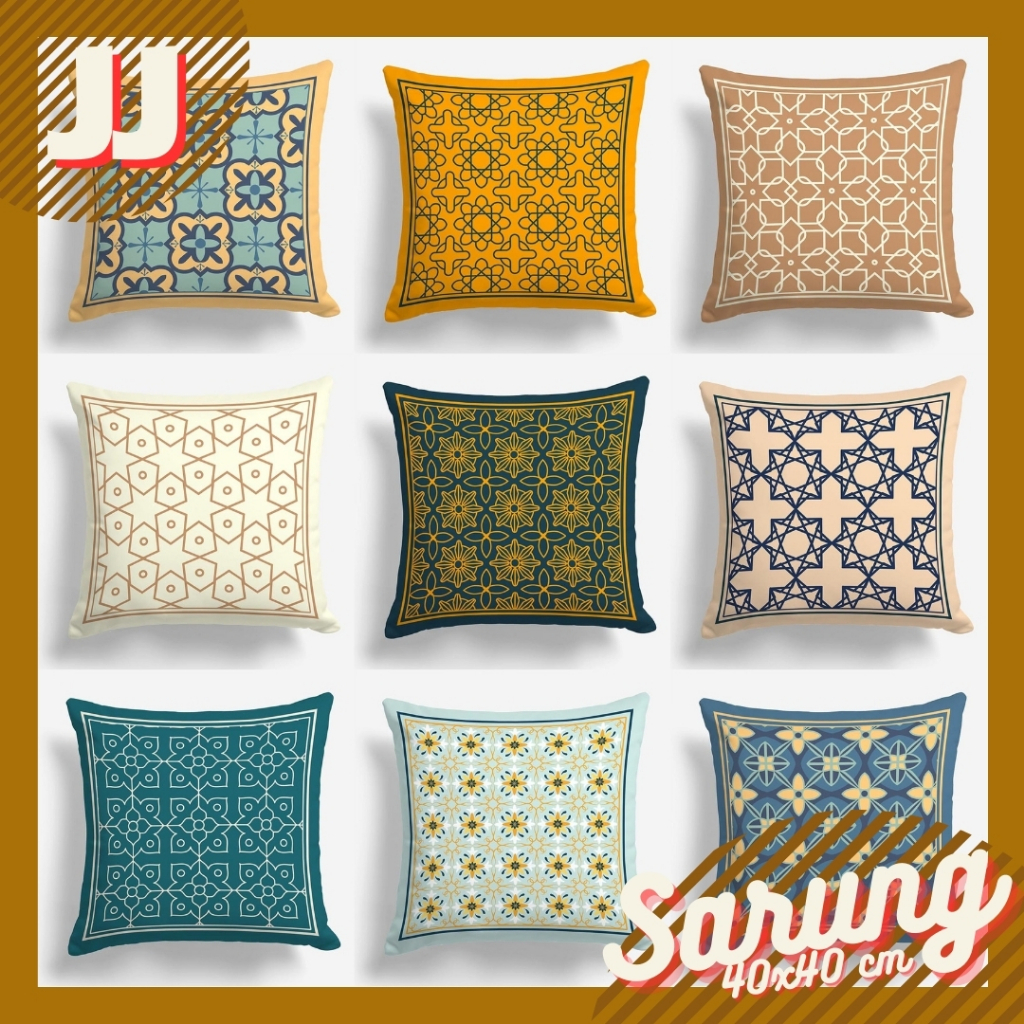 SARUNG BANTAL SOFA PRINT MOTIF TURKISH TURKEY MINIMALIS ARABIC MAROKO MAROCCO TILE 40X40 CM