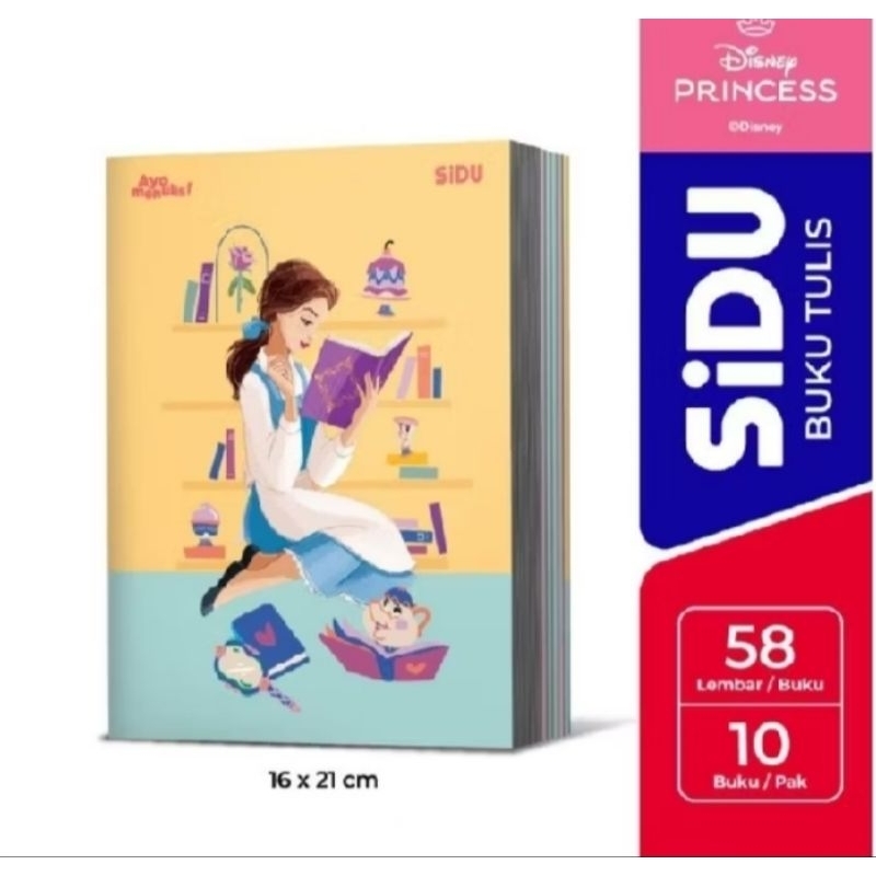 

[JNA Stationery] Buku Tulis SiDu Disney Princess 58 lembar ( 1 pak isi 10 buku)