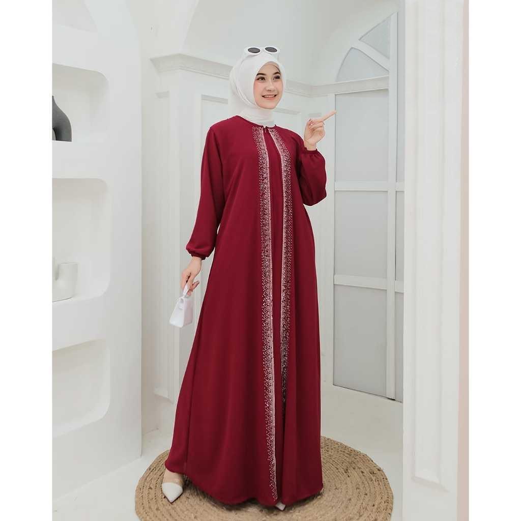 Ameera Dress Syari Set Hijab Gamis Swarovski Bahan Ceruty Babydoll