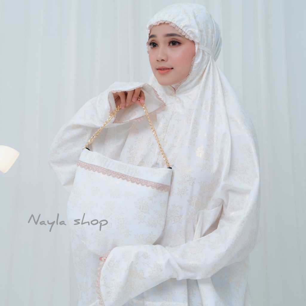 Mukena Terusan Dewasa Katun Foill Gliter Jumbo Renda Terbaru Rukuh Lajuran Remaja Polos