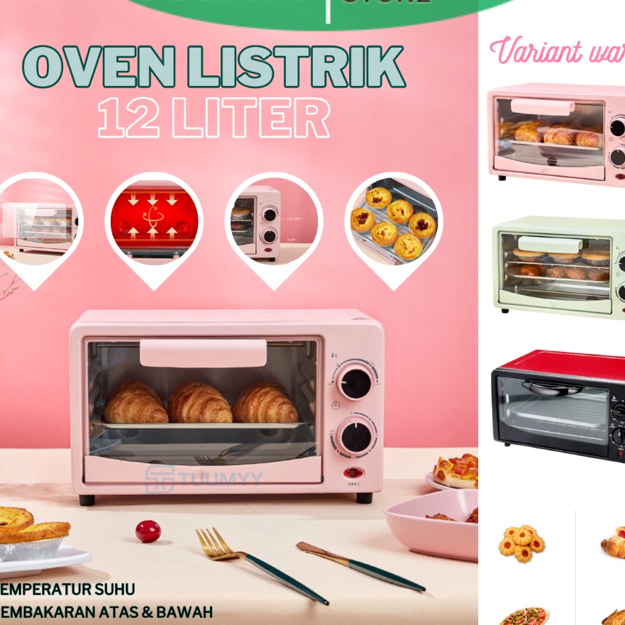 HJ6 TUUMYY OVEN PEMANGGANG ELEKTRIK MULTIFUNGSI 12L TUUMYY WARNA PASTEL TM122F