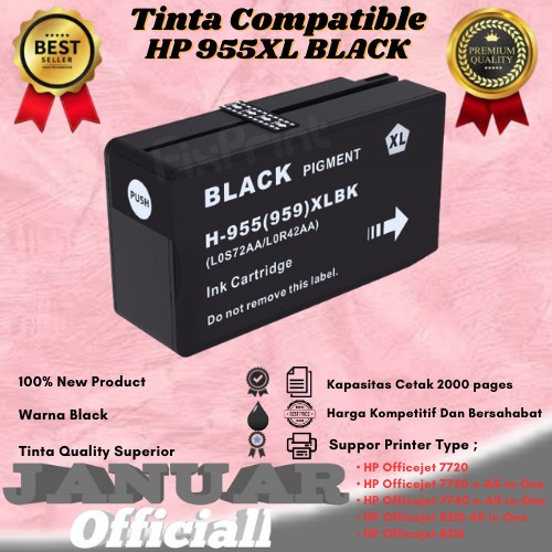 Tinta Catridge Compatible HP 955XL 955XL Black ( Hitam ) For HP OfficeJet Pro 8210, 8216/8218, 7740 