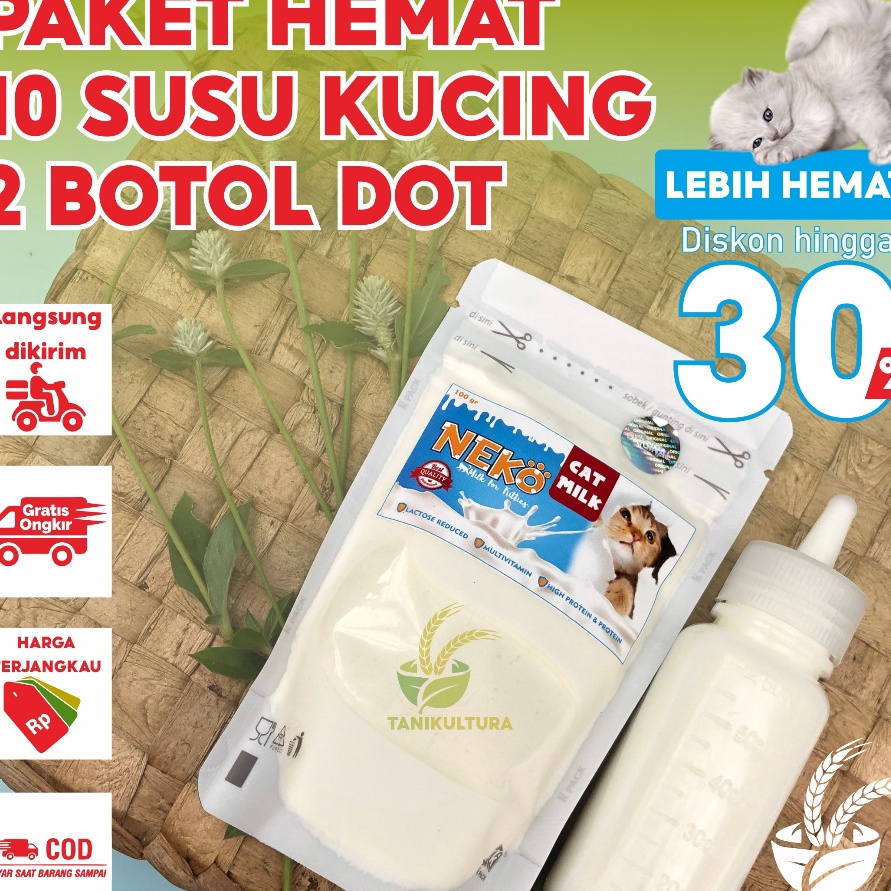 Istimewa Paket Susu Kucing Dan Dot Kucing Kitten Bayi  2 Bulan Hingga Dewasa Cat Milk Replacer Bundl