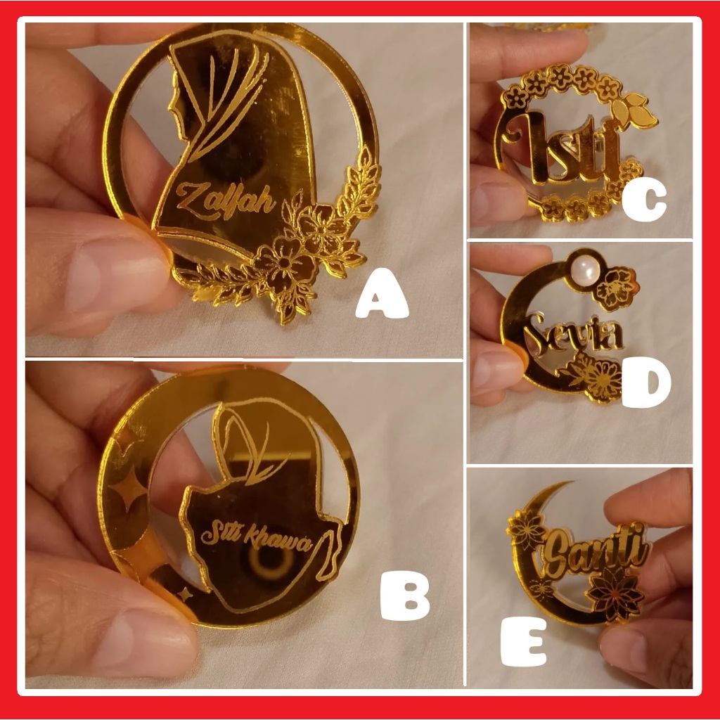 Bros nama bros nama custom bros akrilik bros huruf bros huruf inisial bros jilbab huruf bros hijab b