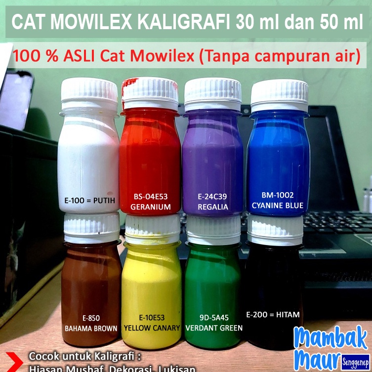 

PROMO TERUPDATE Cat Akrilik 1 Mowilex untuk Lukis Kaligrafi Dekorasi Hiasan Mushaf Ukuran Botol 3 dan 5 ml