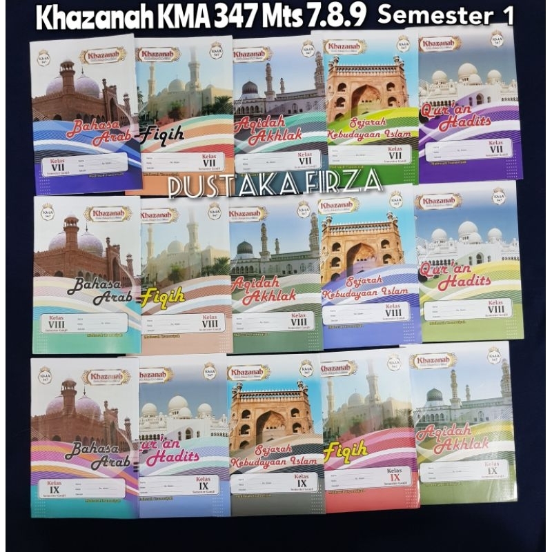 LKS Khazanah KMA 347  Mts Kelas 7.8.9 Semester 1.Bahasa Arab.Akidah Akhlak.Ski.Fikih.Al-Qur'an Hadis
