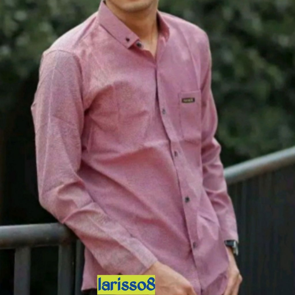 Baju Kemeja Cowok Pink Dusty Lengan Panjang Polosan Klambi Pria Oxford