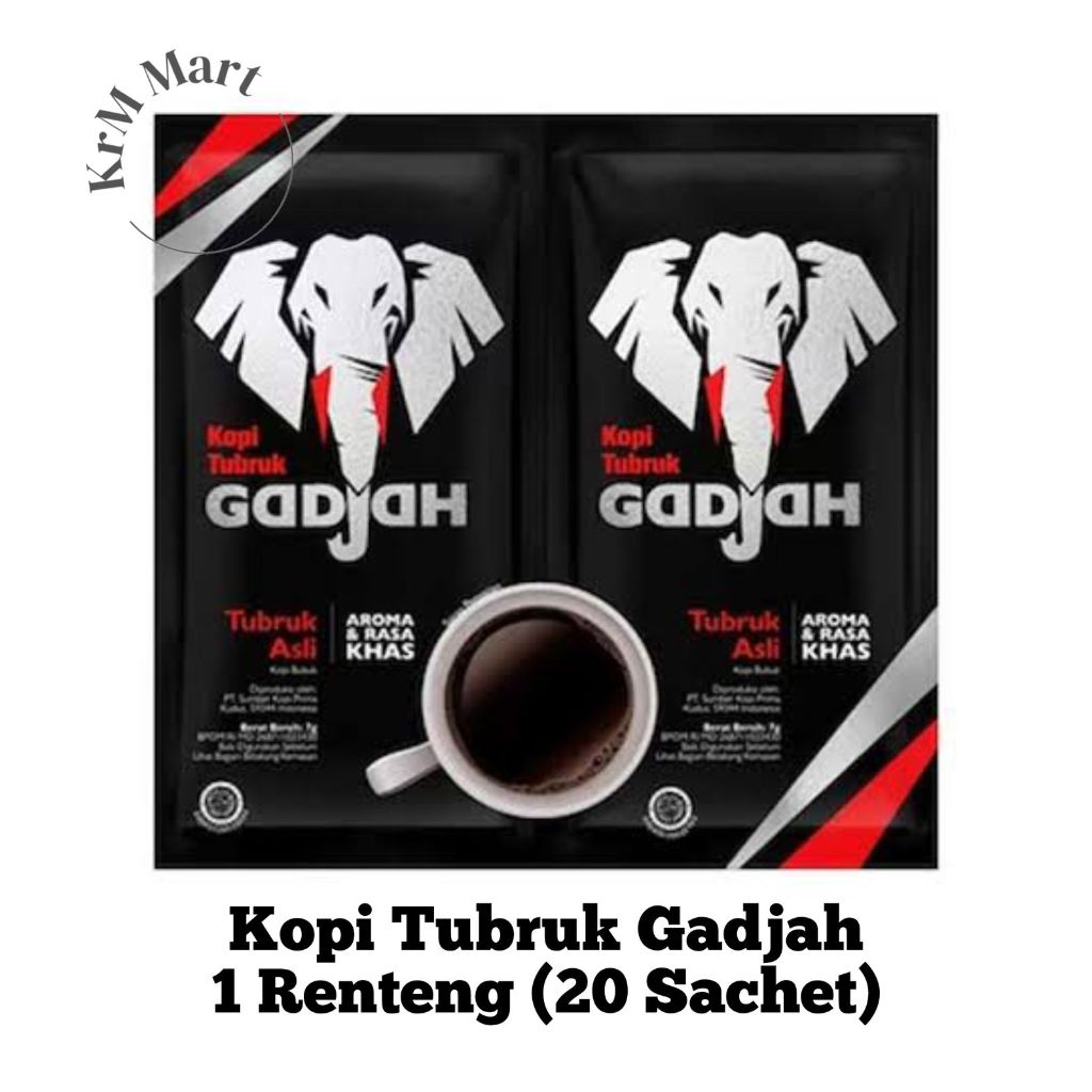 

Kopi Tubruk Gadjah 1 renteng renceng isi 20 sachet twin pack kopi gajah hitam asli