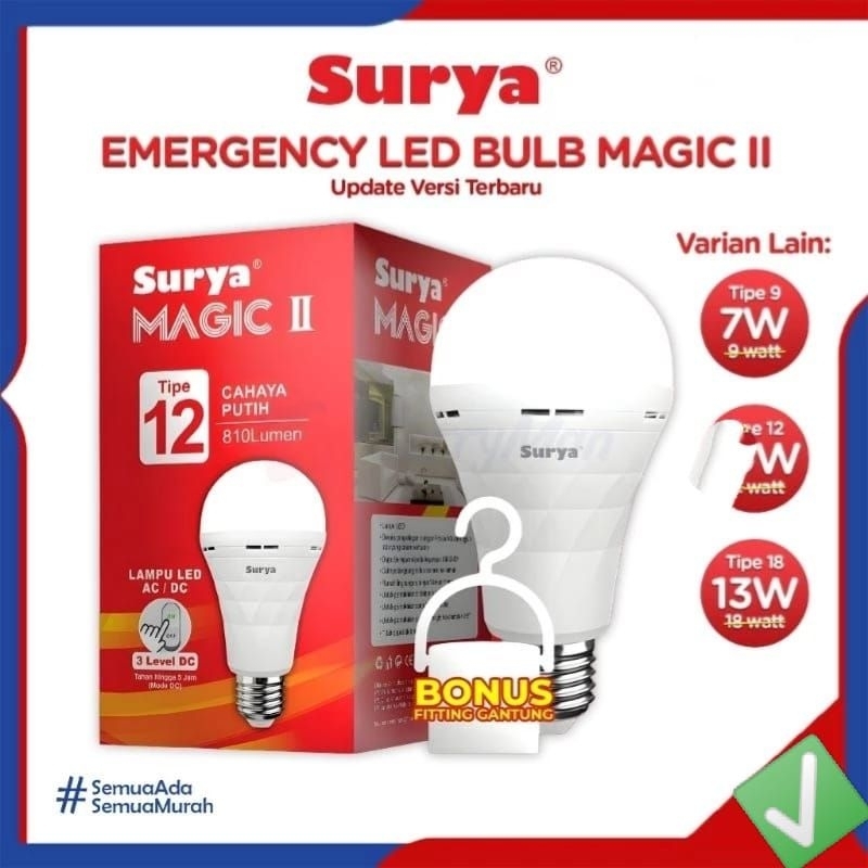 lampu cas (emergency surya magic)