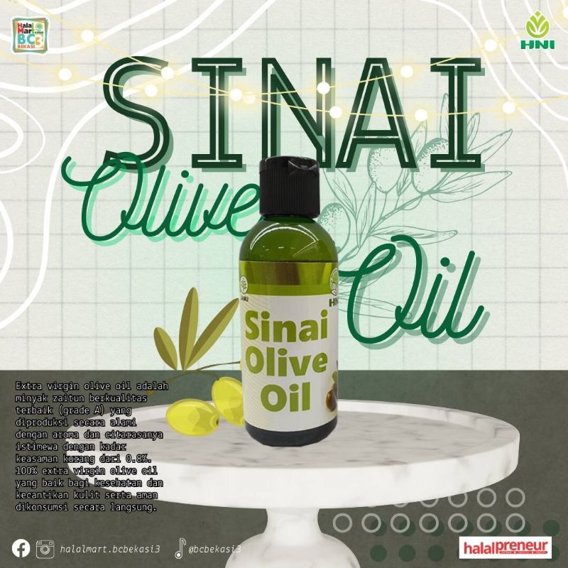 

SINAI OLIVE OIL HNI / MINYAK ZAITUN MURNI