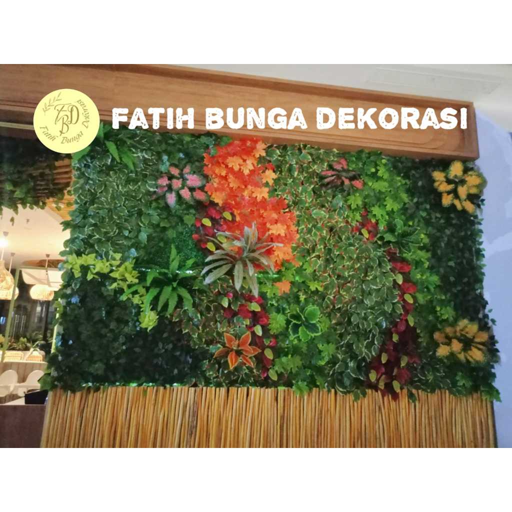 Vertikal Garden Artificial/Vertikal Garden Dekorasi Bewarna