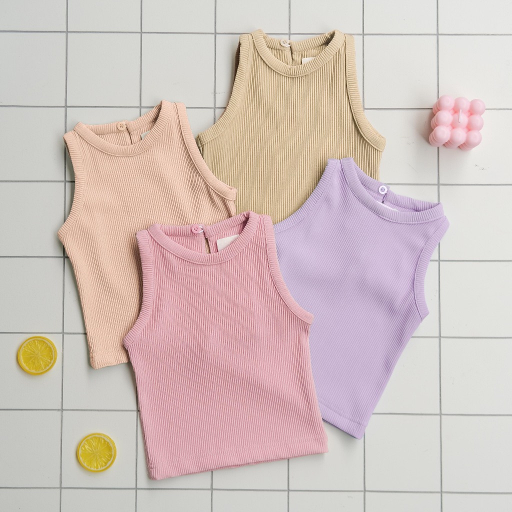 CARMEN RIB TOP | Atasan Tanktop Anak | Atasan Anak Perempuan | Atasan Rib Anak | Ripped Knit Tanktop