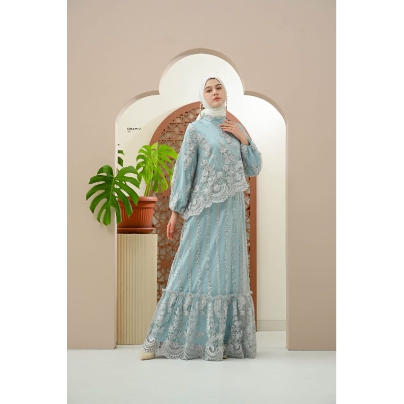 SOLEMIO MAXIDRESS / GAMIS / TERUSAN PESTA MEWAH TILLE BRUKAT