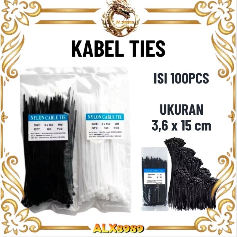 Kabel Ties / Kabel Tie / Cable Tis / Kabel Tis / Nylon Cable Tie 3,6mm × 150mm / 15cm Serbaguna Hita