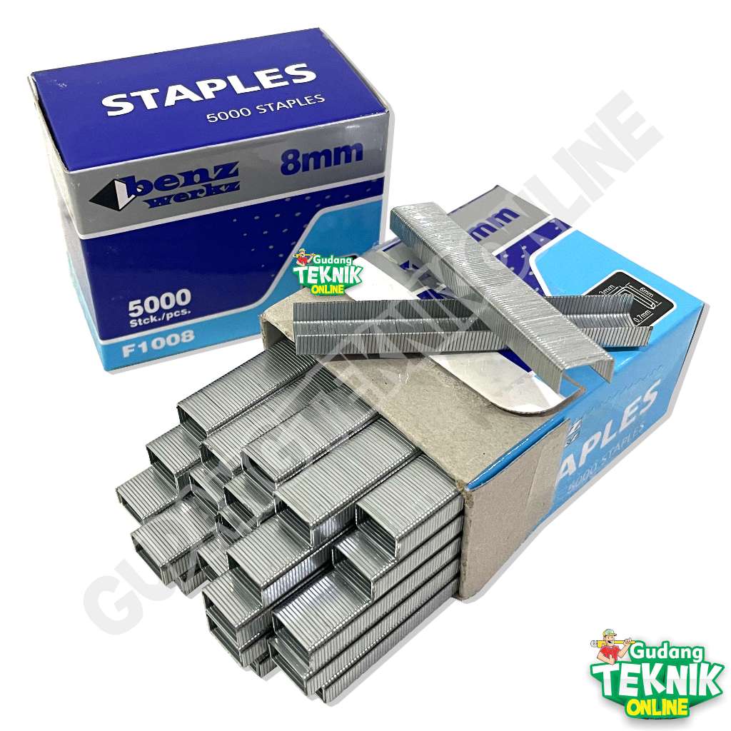 

BENZ Isi Staples Tembak 1006F 1008F U 5000pcs BENZ / Refil Refill Isi Ulang Air Nailer Angin 1006 1008 F Stapler Staples Gun Tracker Brad Nailer BENZ