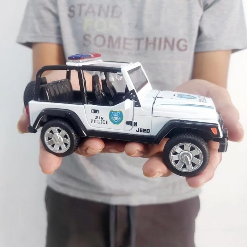 DIECAST JEEP WRANGLER POLISI MILITER ALLOY - Miniatur Mobil Jeep Polisi Pemadam Militer Metal