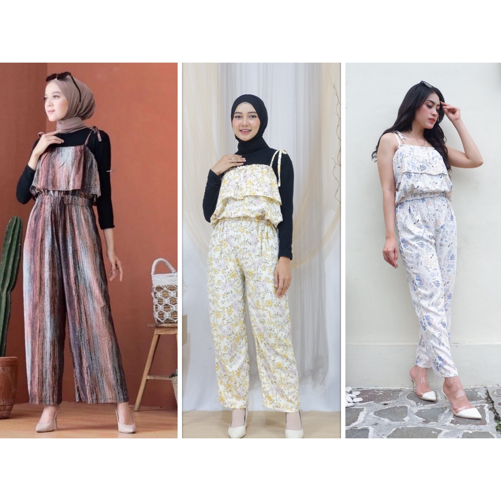 Long Jumpsuit Pakaian Wanita Tanpa lengan Jumpsuit 1011 (Size S-XL) Glamour Outfit