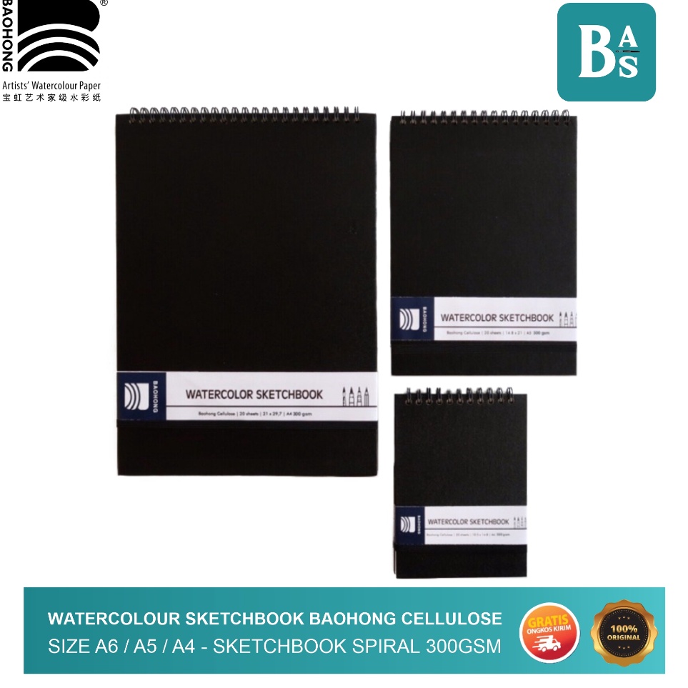 

KODE U4I5 Watercolour Sketchbook Baohong Cellulose 3gsm A6 A5 A4 Sketchbook Spiral Buku Gambar Buku Sketsa