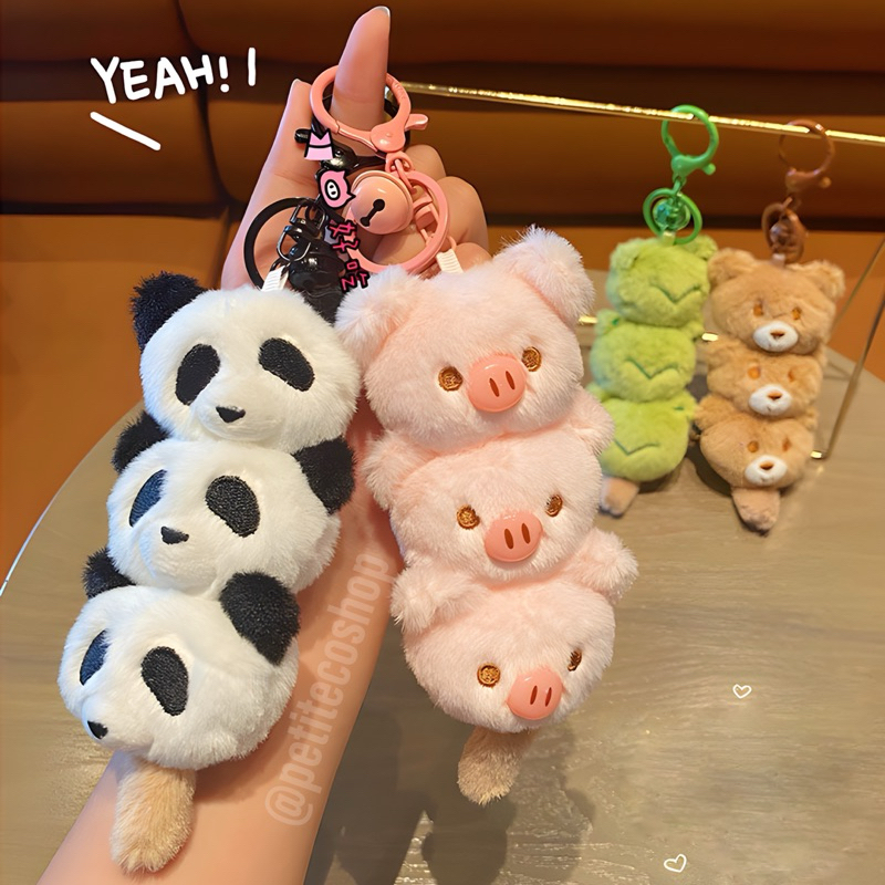 Dango Ice Piggy Keychain Plushie Boneka Babi Lucu Bag Charm Gantungan Kunci Tas