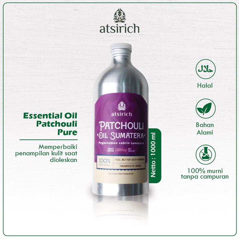 Minyak Atsiri Aroma Terapi Nilam Sumatra 1000ml Essential Oil Patchouli Pure Halal Natural Therapeut
