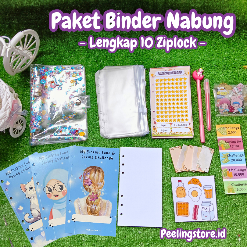 

[10 Ziplock] Paket binder jelly nabung a6/ binder keuangan murah / binder a6 / binder sequin binder daisy binder hologram binder transparant / zipper / ziplock a6