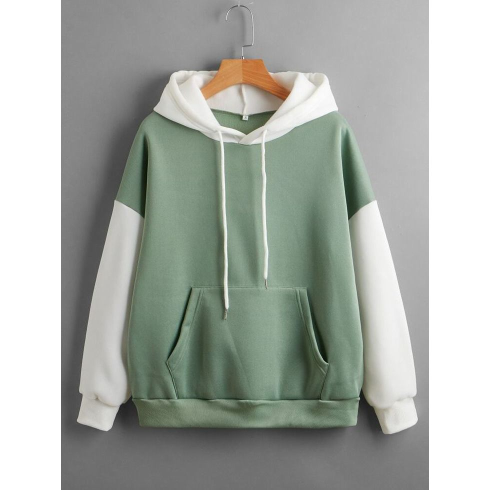 Sweater Hoodie Wanita Combinasi Warna | Jaket Hoodie Polos Jumbo Bigsize (S-6XL) Kombinasi Warna Min