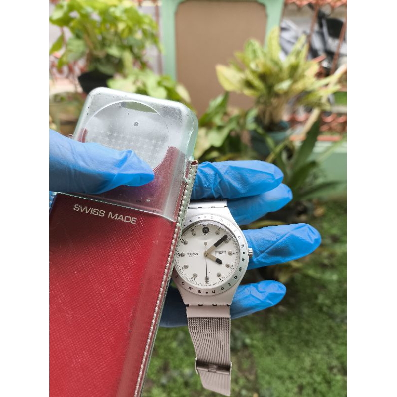 (Harga Net) Jam Tangan Swatch Irony Day Date Alumunium All Original Fullset Tinggal Pakai Analog Nya