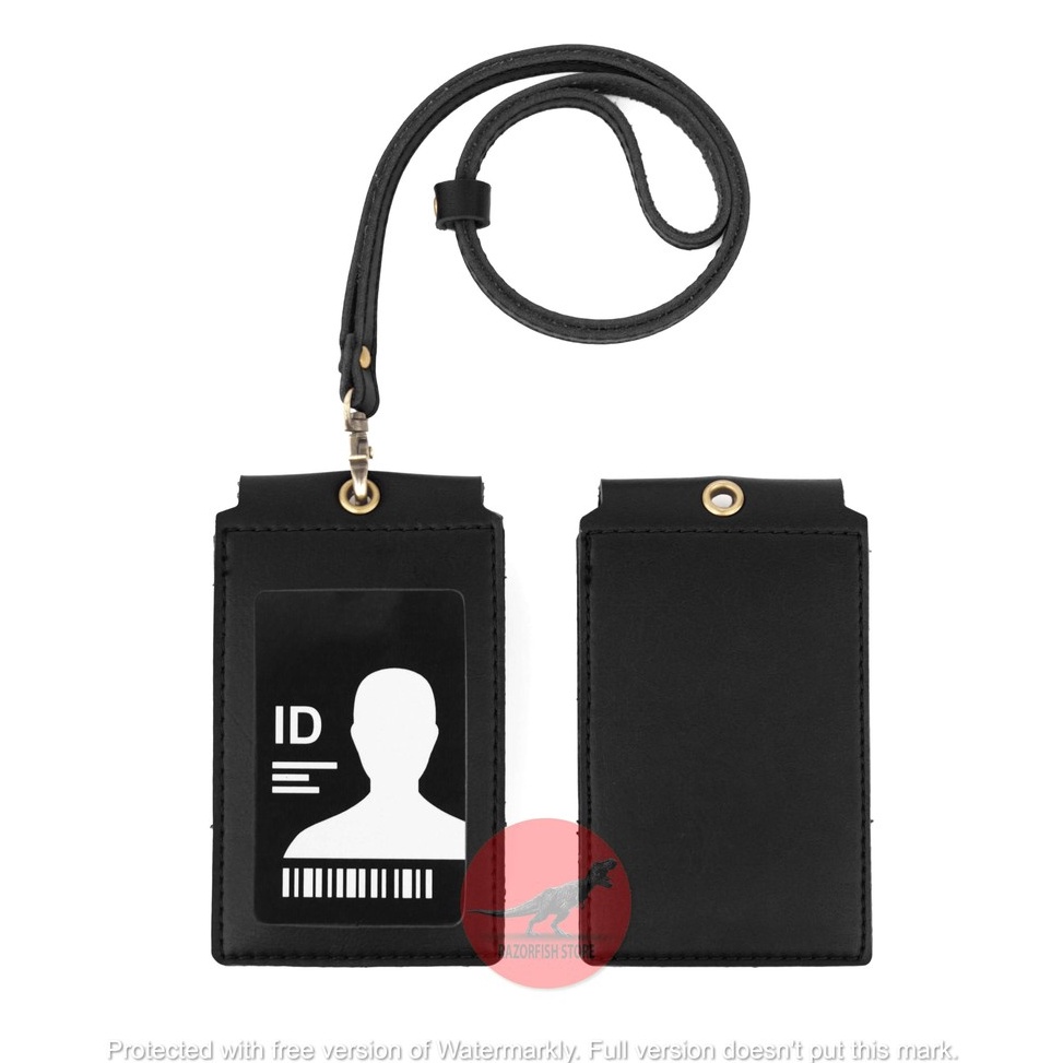 

KODE B5P Lanyard Kulit Magnet ID Card Holder Magnet Name Tag Kulit Harga Murah Berkualitas PU Leather ID Card