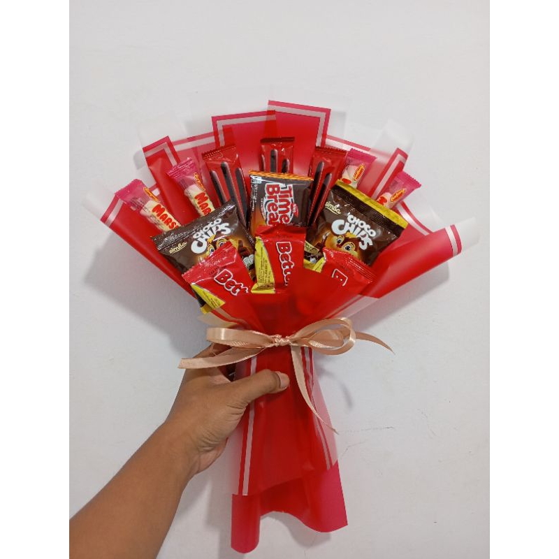 

BUKET SNACK UKURAN SEDANG KERTAS MERAH