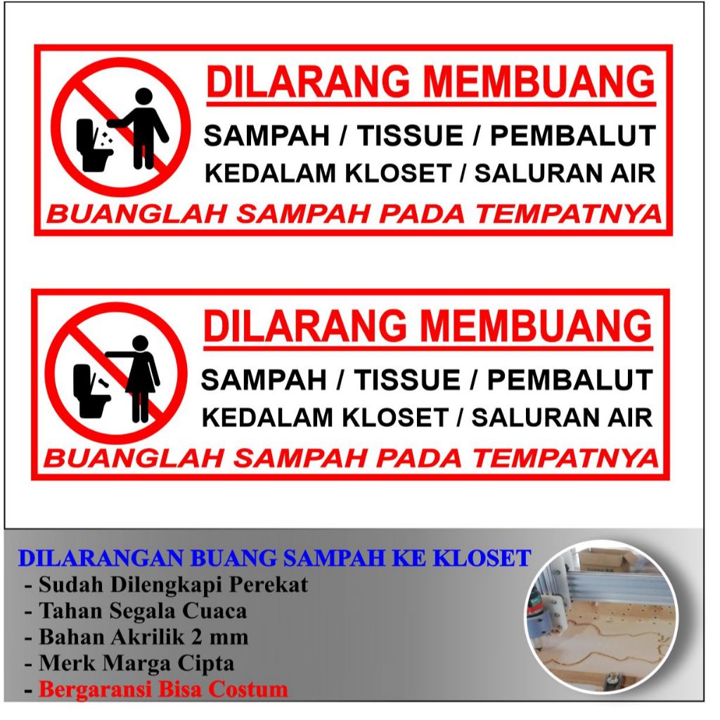 

AKRILIK DILARANG BUANG SAMPAH KE KLOSET STIKER SIGNBOARD ACRYLIC