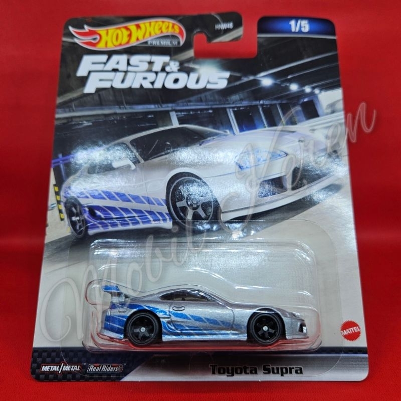diecast Hot Wheels Premium Fast & Furious Toyota Supra silver ban karet