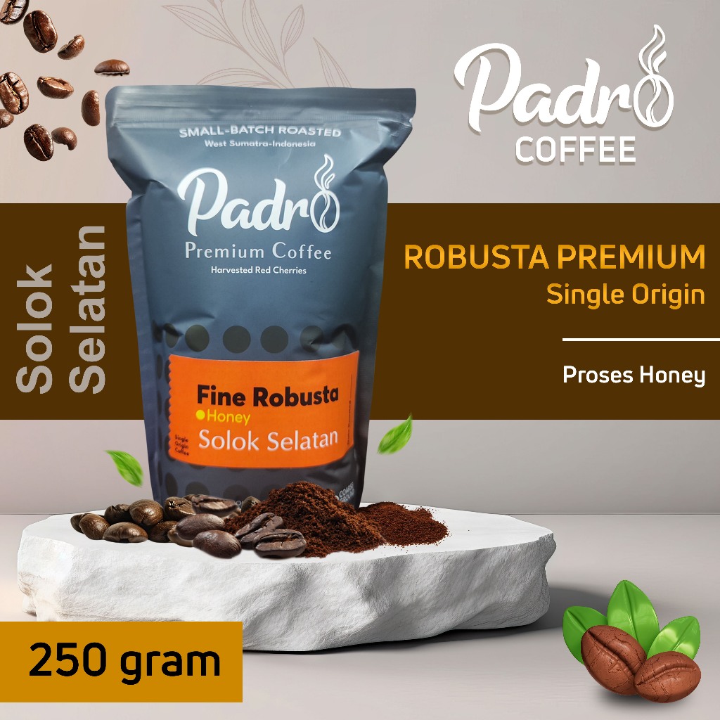 

KOPI ROBUSTA PREMIUM SOLOK SELATAN SUMATERA BARAT DARI PADRO COFFEE 250 GRAM