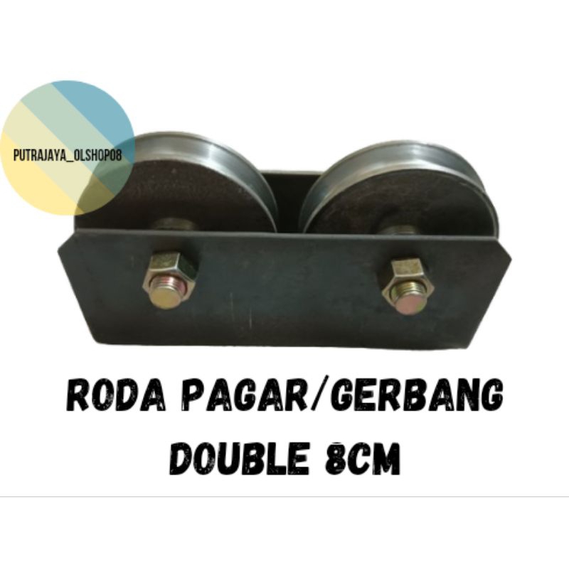 roda pagar besi 8 cm double ganda