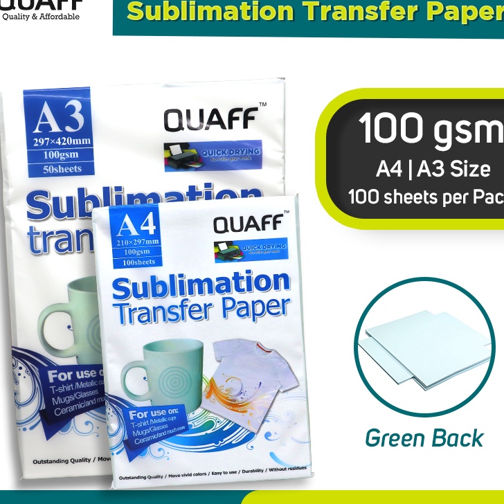 

KP8 Kes Transfer Sablon Sublimation A4 1Lembar A3 5Lembar 1Gsm merek QUAFF