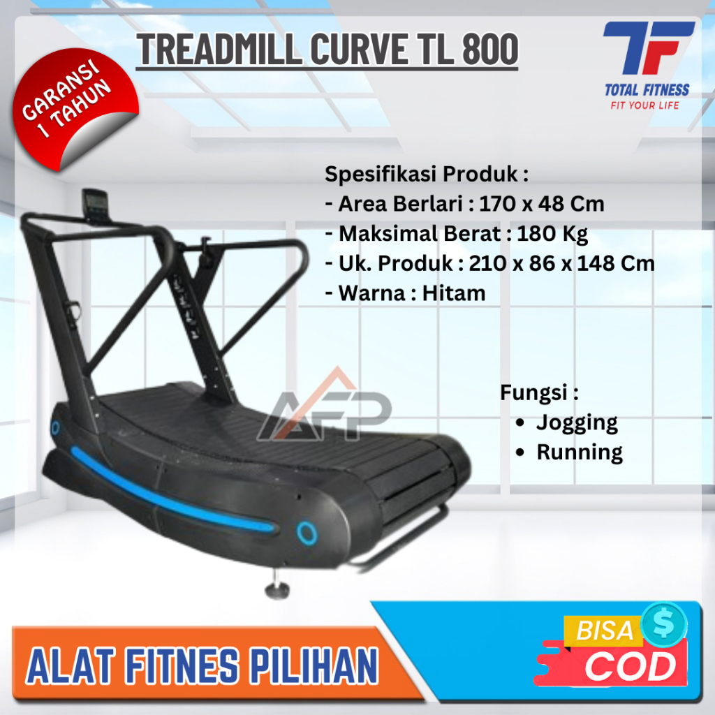 Alat Fitness Treadmill Manual TL-800 Total Fitness - Alat Olahraga Lari Treadmill Curve
