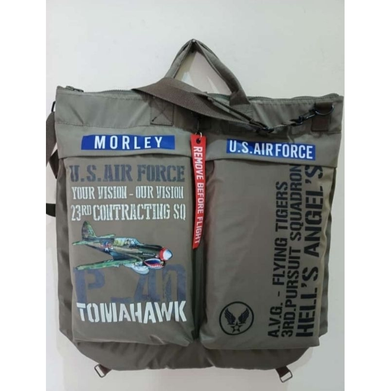 TAS PILOT TACTICAL PREMIUM US ARMY HELMET PILOT BAG USAF P-40 TOMAHAWK HELL'S ANGEL'S ( REPLICA )