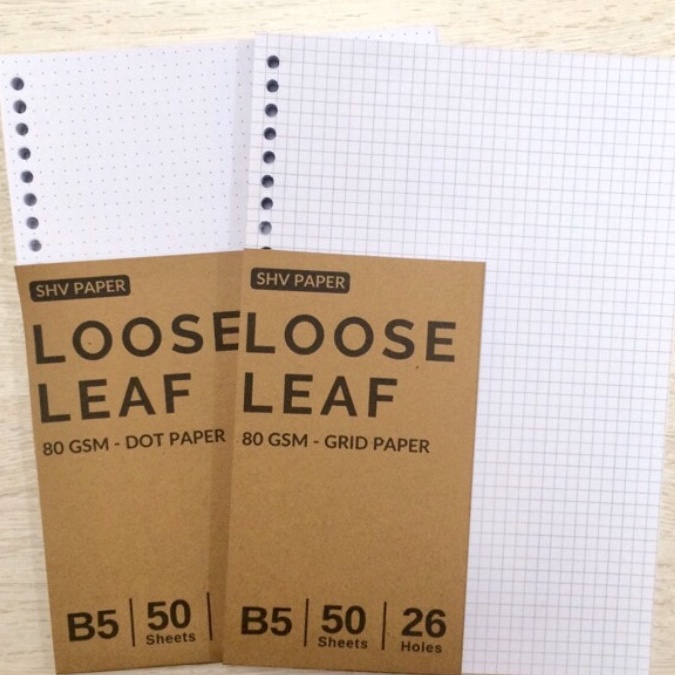 

KF7 LOOSE LEAF B5 HVS WHITES BROKENWHITE 1gsm GRID DOT D PLAIN