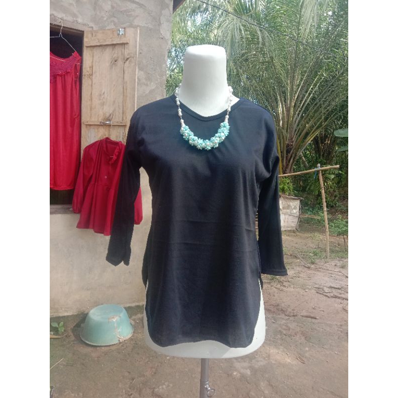 atasan wanita kaos melar lengan 7/8