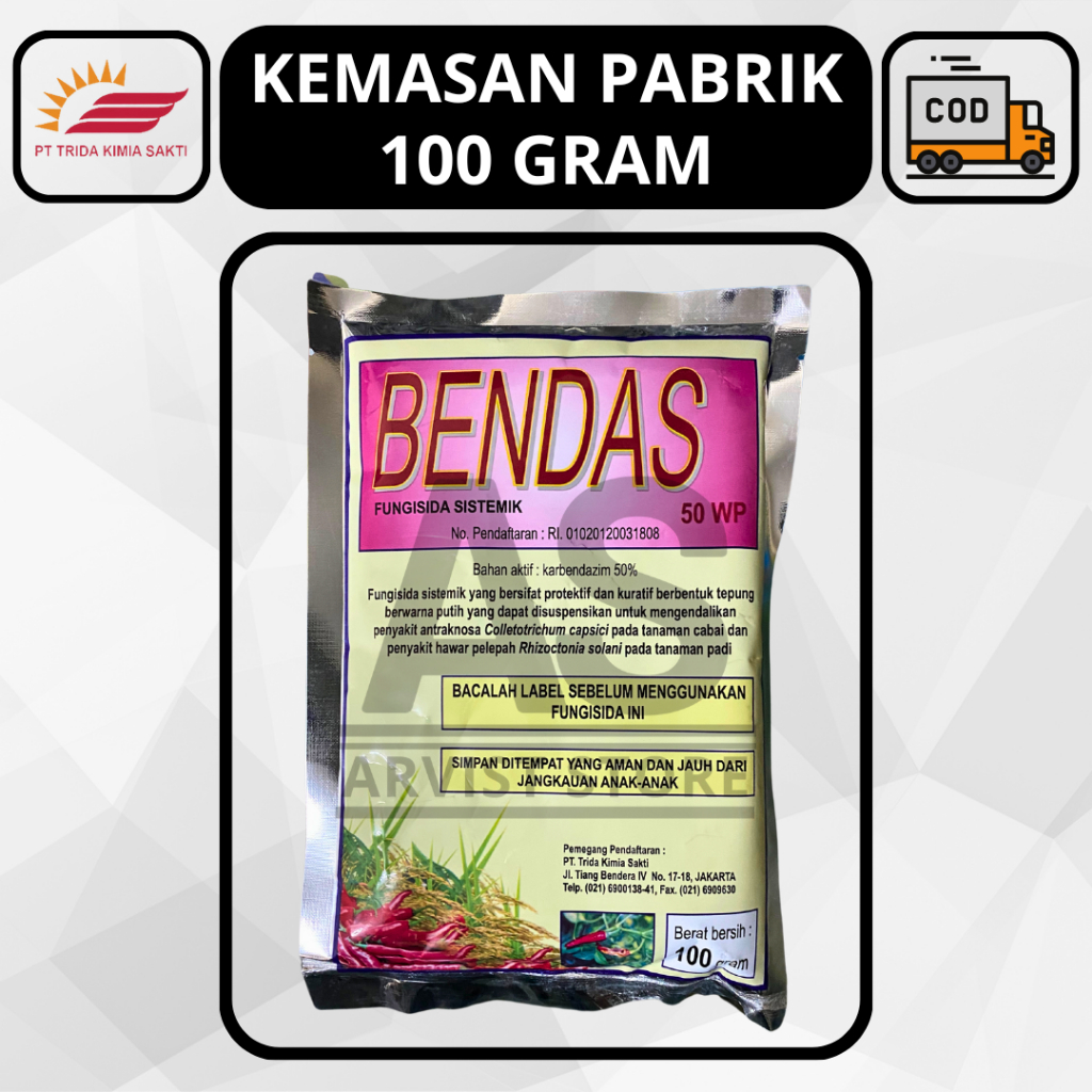 Fungisida Sistemik BENDAS 50 WP 100 Gram Bahan Aktif Karbendazim 50%