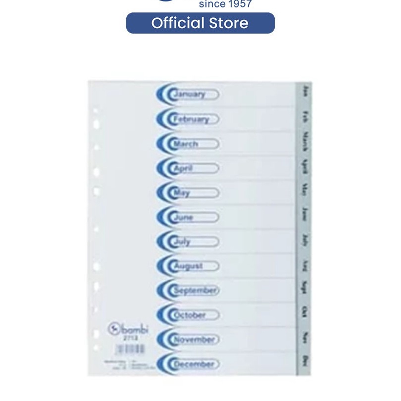 

Terbatas Isi Binder A4 Divider Indexes Pembatas an Monthly Multiholes Rid kode 2713