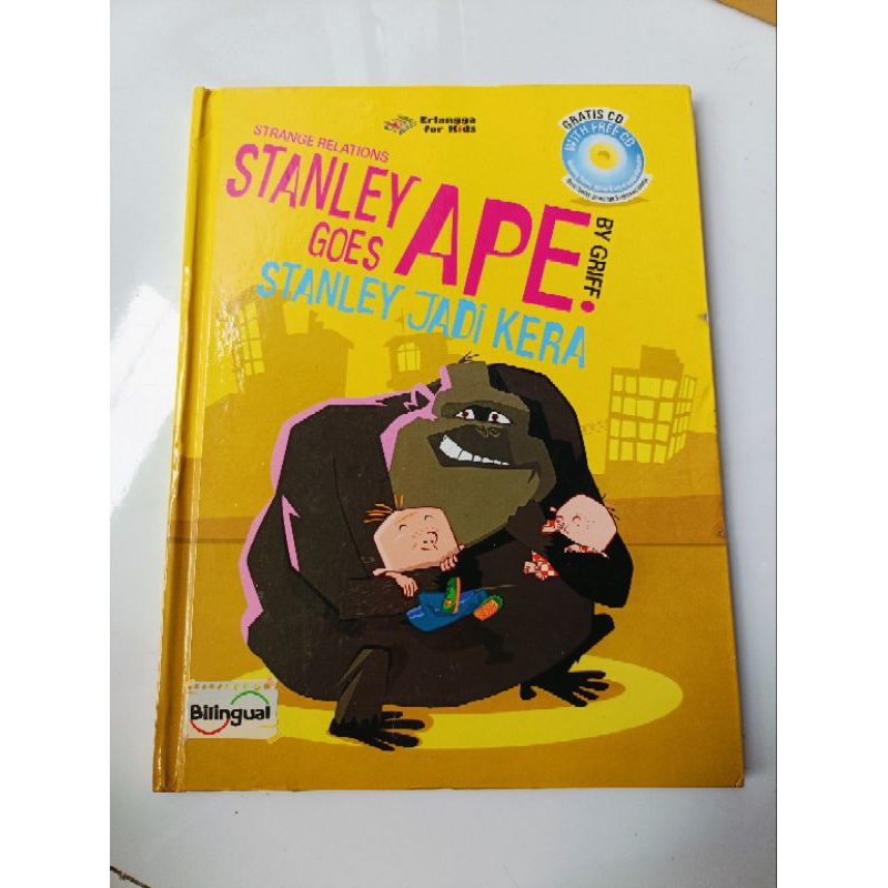 Buku anak bilingual board book Erlangga for kids seri Stanley jadi kera dan Stanley penggemar burung