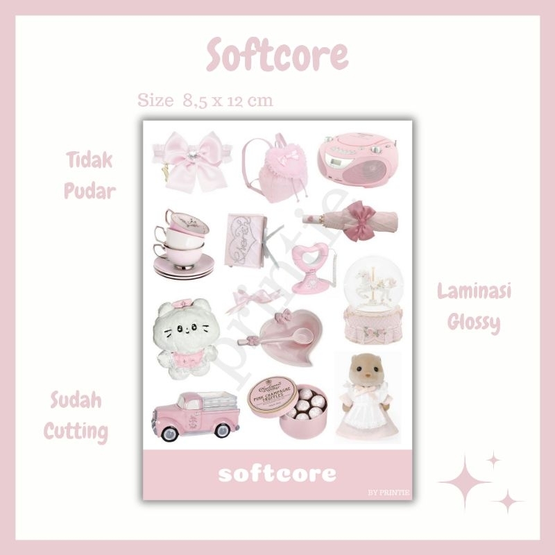 

[1 lbr] kisscut stiker sheet pinky deco tema softcore