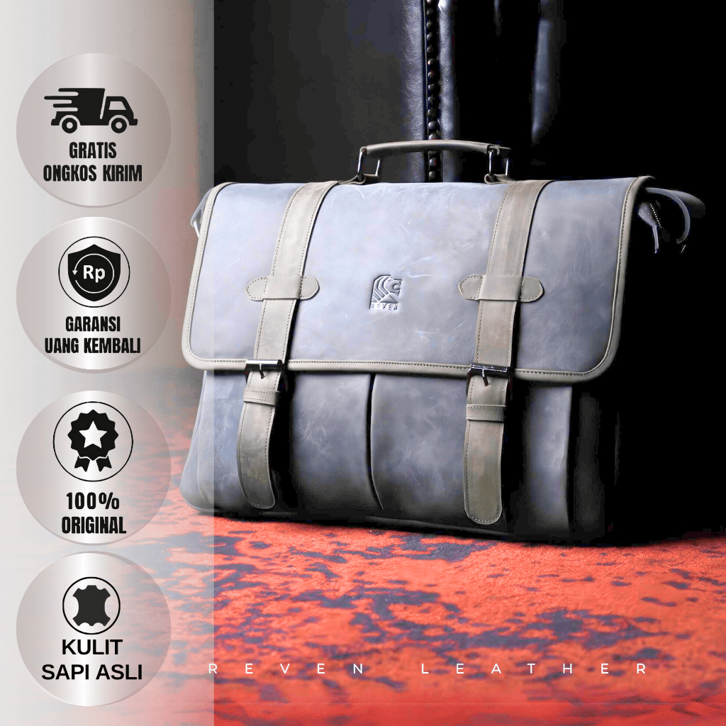 Tas kerja pria Crazy Horse Kulit Sapi asli tas laptop Helsinki branded ori Kwalitas import