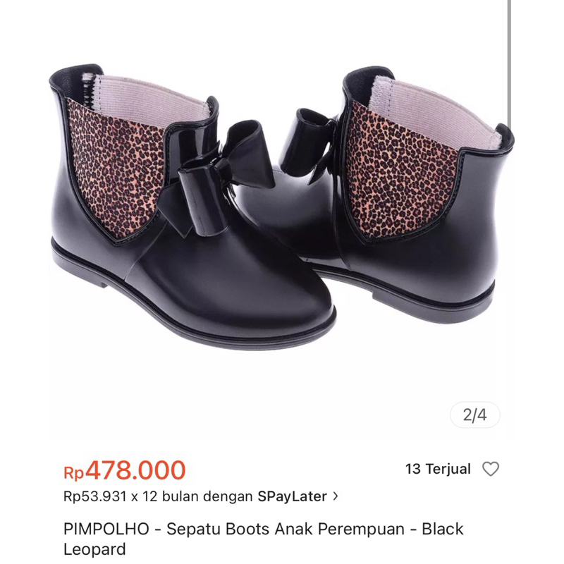 PIMPOLHO preloved Sepatu boots anak perempuan /black leopard