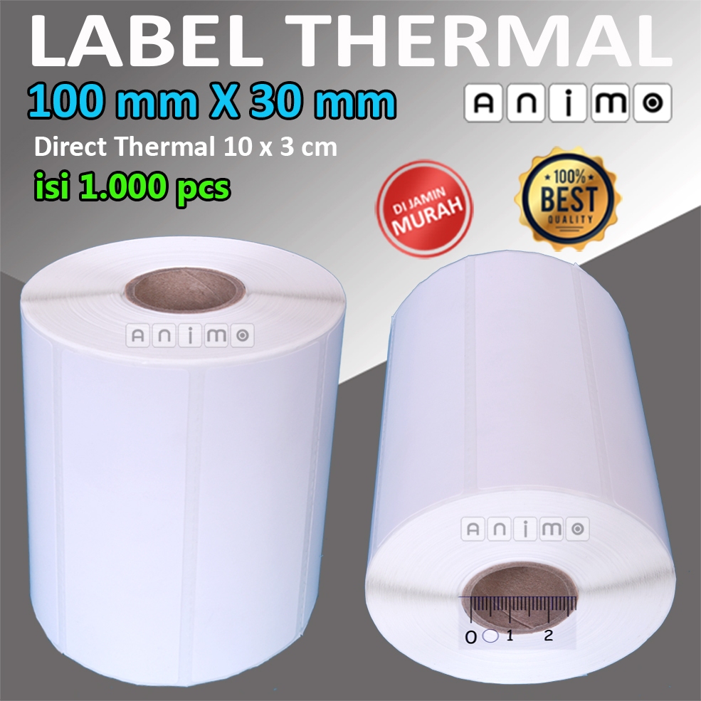 

bib LABEL THERMAL 100X30 - BARCODE Thermal 100 X 30 MM - Direct Thermal 100 mm X 30 mm - Stiker