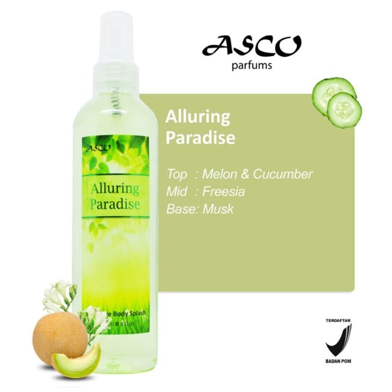 Asco body splash / Alluring Paradise  / asco body mist aroma manis segar