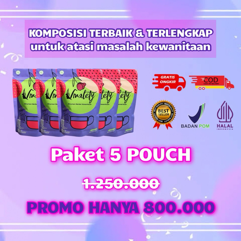

Vmalety 5 Pouch - minuman herbal kewanitaan rasa mixberry / Lancarkan haid / nyeri haid / keputihan abnormal / bau gatal pada miss v / kista miom