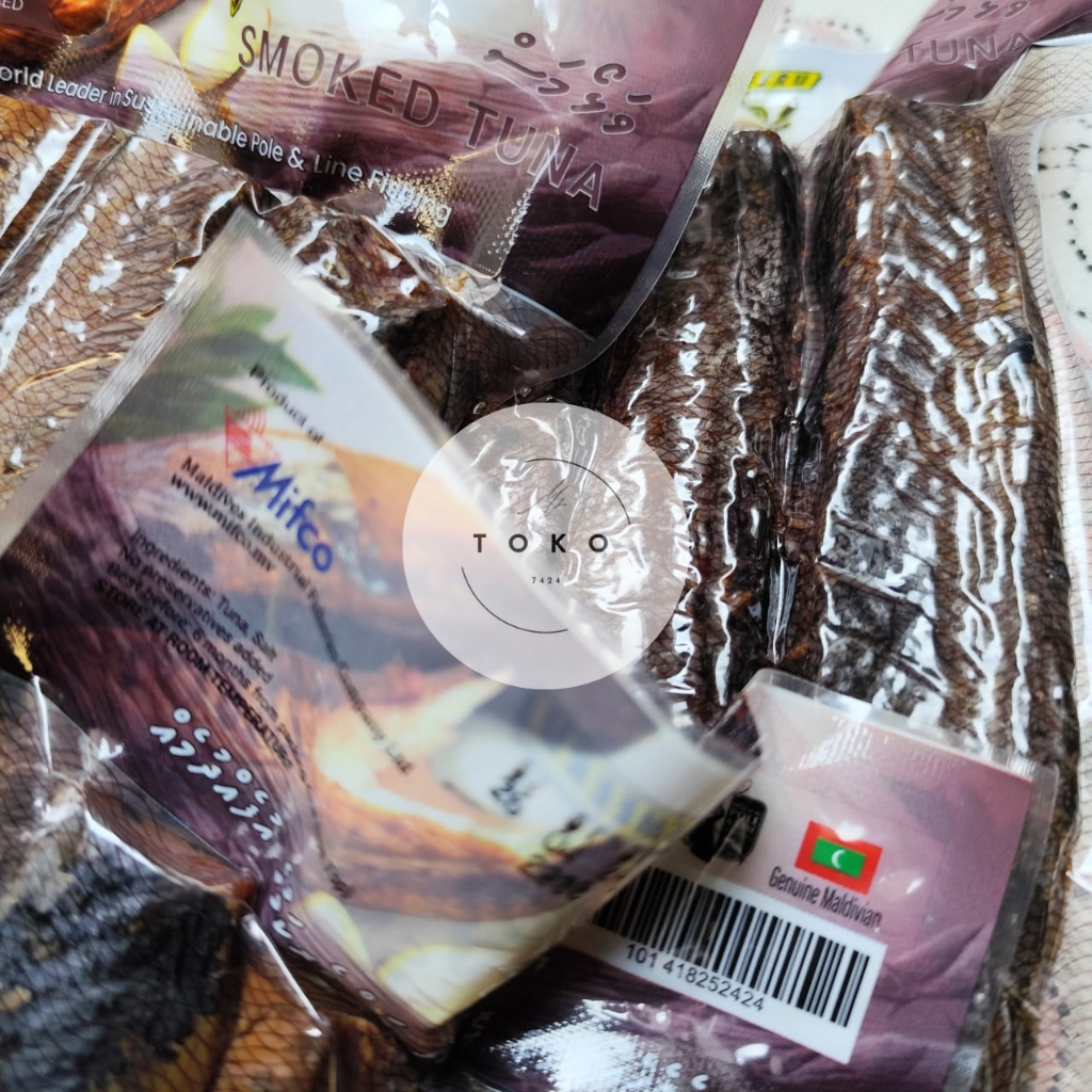 

Ikan Tuna Asap - Fasmeeru Felivaru Tuna impor Hygienically Packed - asli Maldives/Maladewa